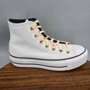 Converse Chuck Taylor All Star Lift Shoes Womens 7.5 White Splatter Hi Platform
